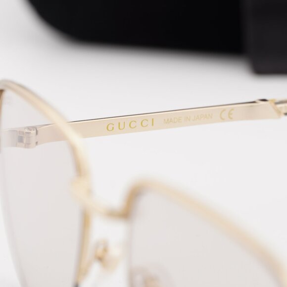 Gucci GG0777S 001 Square Sunglasses - Gold/Transparent - Picture 4 of 9